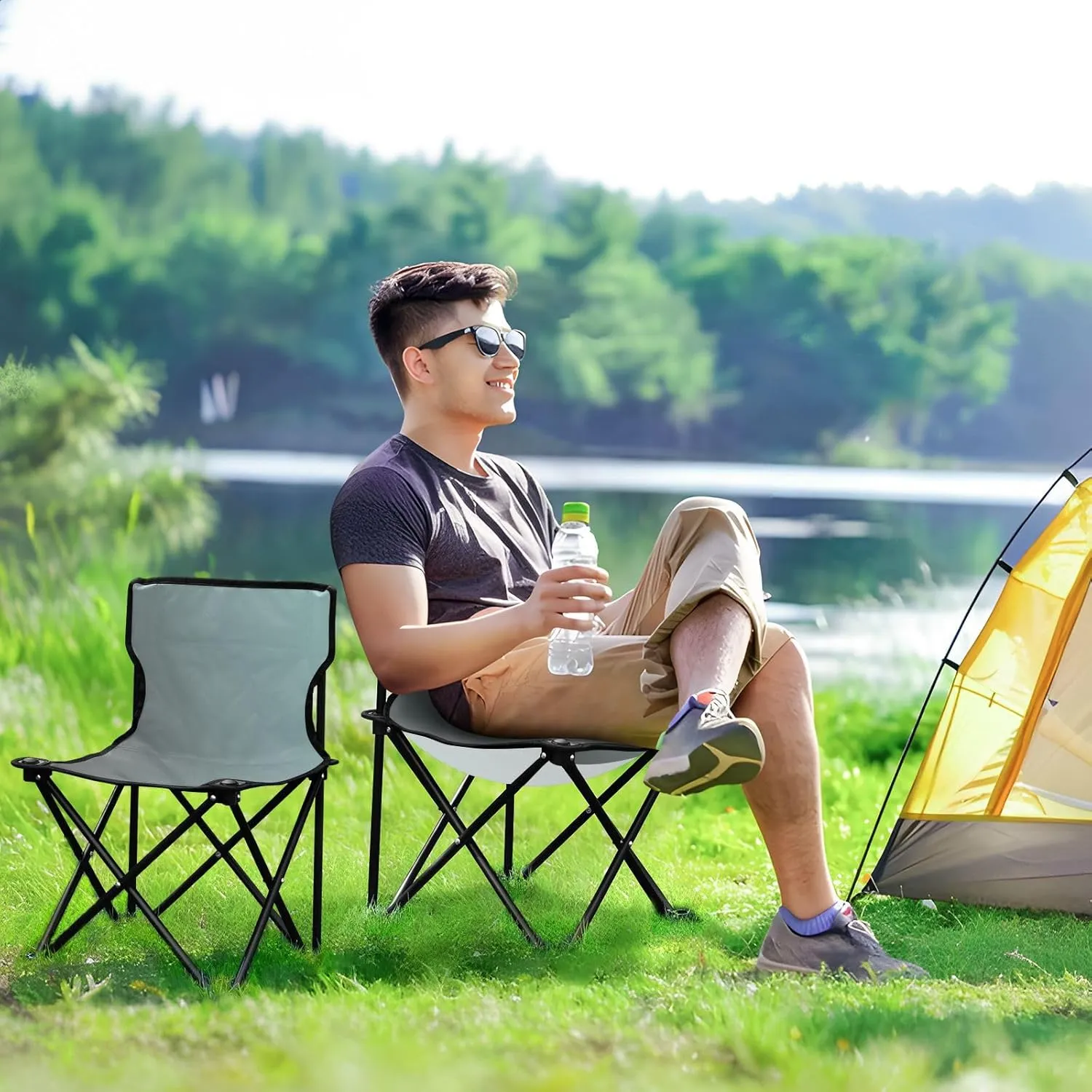 J JOYSAY Mole Hall Gradient Portable Camping Chair Lightweight Outdoor Folding Chair for Adults Fishing Chair for Outside Camping Travel Beach Sports Hiking