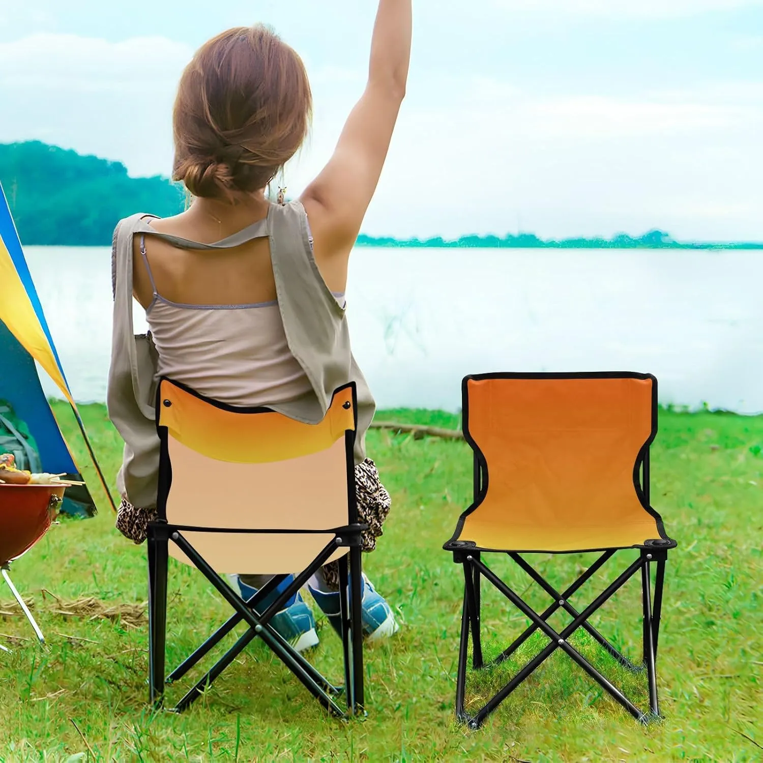 J JOYSAY Phoenix Start Gradient Portable Camping Chair Lightweight Outdoor Folding Chair for Adults Hiking Chair for Outside Camping Sports Beach Travel Hiking