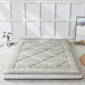 Japanese Floor Mattress, Thicken Foldable & Portable Roll up Camping Mattress, Bohemia Grey Queen