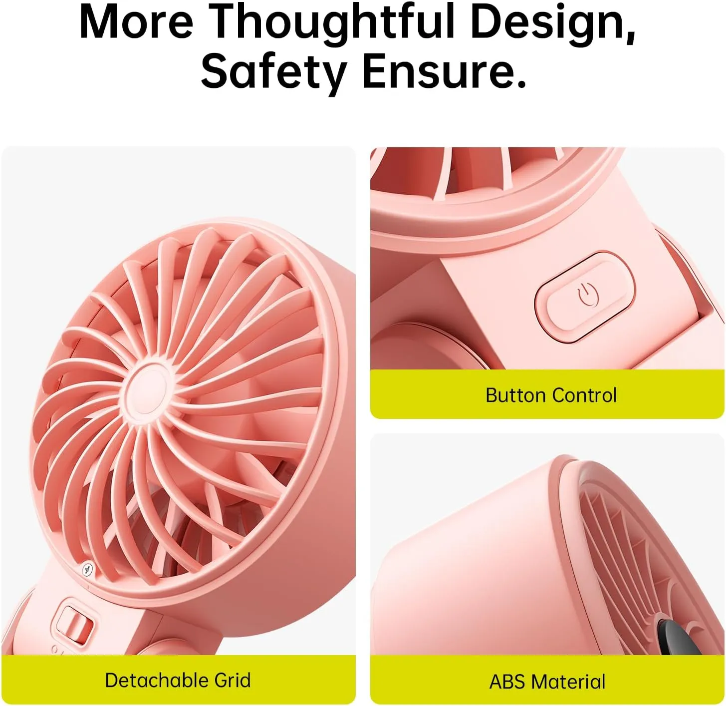 JISULIFE Handheld Fan Life7 – Ultimate Flexibility: High-Power Motor, LED Display, 13 Hrs Cooling, 3600mAh Rechargeable, 5-Speed, Foldable Design, 3-IN-1 Portable Fan for Travel Cruise Beach(Pink)