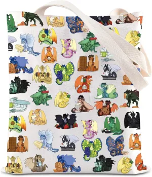 JNIAP Wings Dragons Canvas Tote Bag Tribes Novel Gift Wings Fire Dragon Novel Inspired Tote Bag