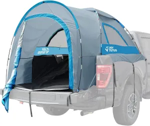 JOYTUTUS Truck Tent with Rainfly 6.5Ft, Straight Spacious Truck Bed Tent with Sky View Mesh, Waterproof PU2000mm Double Layer for 2 Person, Gray Blue