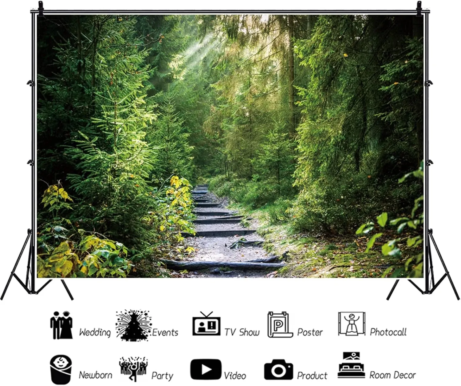Jungle Forest Backdrop 10x8ft Nature Scenery Green Trees Rainforest Background Rainforest Summer Landscape Backdrops Camping Themed Baby Shower Birthday Photography Backdrop