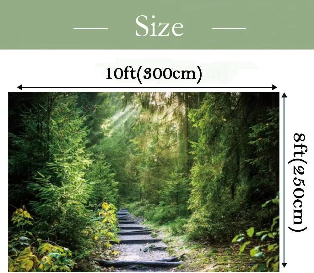 Jungle Forest Backdrop 10x8ft Nature Scenery Green Trees Rainforest Background Rainforest Summer Landscape Backdrops Camping Themed Baby Shower Birthday Photography Backdrop