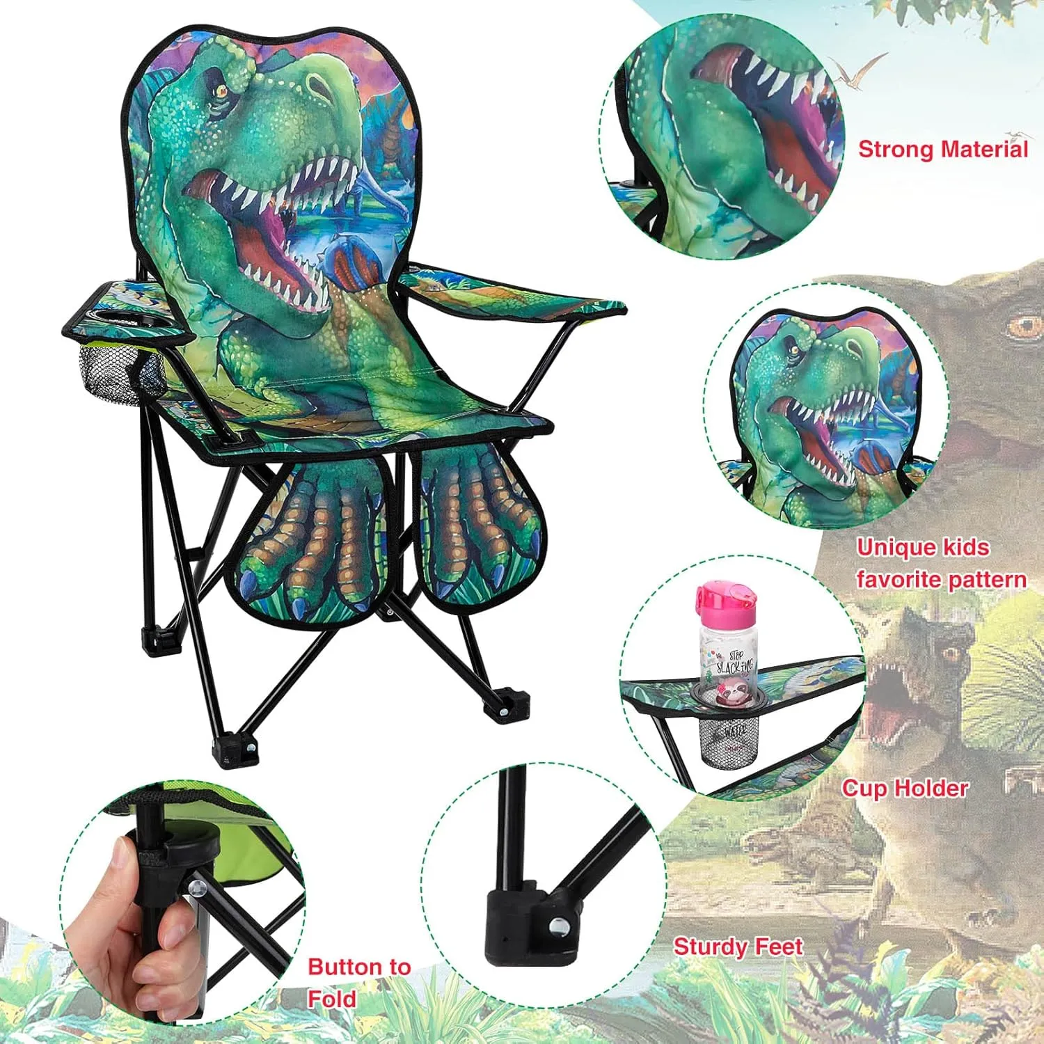 KABOER Kids Outdoor Folding Lawn and Camping Chair with Cup Holder and Carrying Bag, Children's Camping Chairs