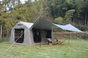 KEIKI Inflatable Camping Tent for 7-8 People, Spacious Air Glamping Tent with Mesh Windows, Easy Setup, Waterproof & UV Resistant, Army Green