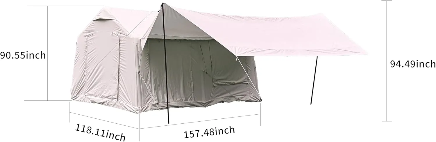 KEIKI Inflatable Camping Tent for 7-8 People, Spacious Air Glamping Tent with Mesh Windows, Easy Setup, Waterproof & UV Resistant, Army Green