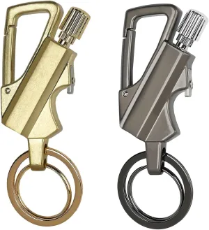 Keychain Lighter Kerosene Refillable for Outdoor Hikers Campers Waterproof Matches Lighter Portable Push - Pull Buckle Design(2-Pack 1)