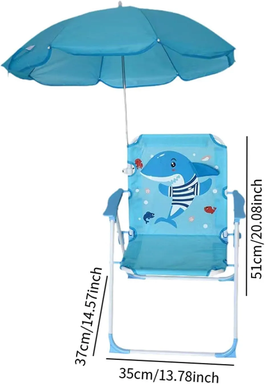 Kids Beach Chairs Camping Chair with Umbrella Foldable Stable Fun Backpacking Recliner Tent Hiking Kids Seat for Kids Picnics, Blue