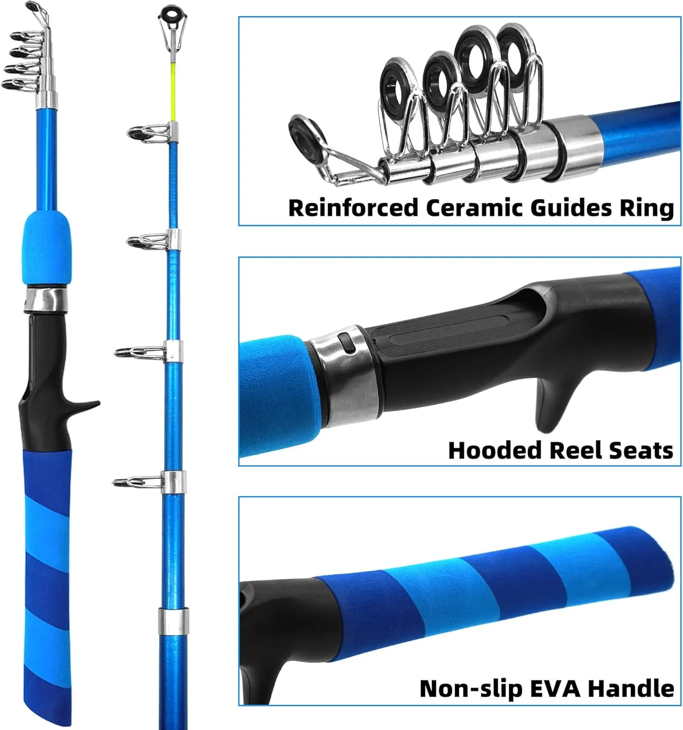Kilitn Kids Fishing Pole Kit, Easy Fishing Telescopic Casting Rod and Spincast Reel Combos Full Set with Tackle and Travel Bag, for Boys, Girls, Youth, Starter