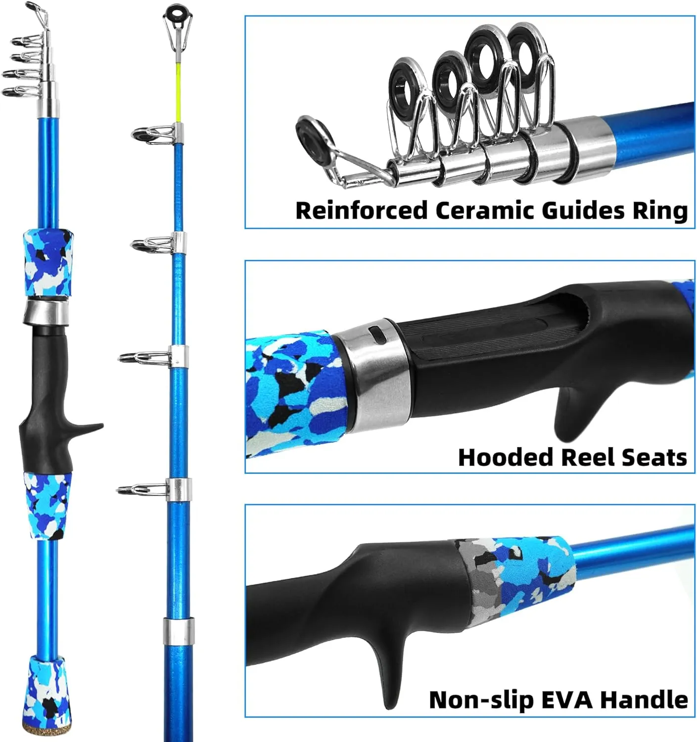 Kilitn Kids Fishing Pole Kit, Easy Fishing Telescopic Casting Rod and Spincast Reel Combos Full Set with Tackle and Travel Bag, for Boys, Girls, Youth, Starter