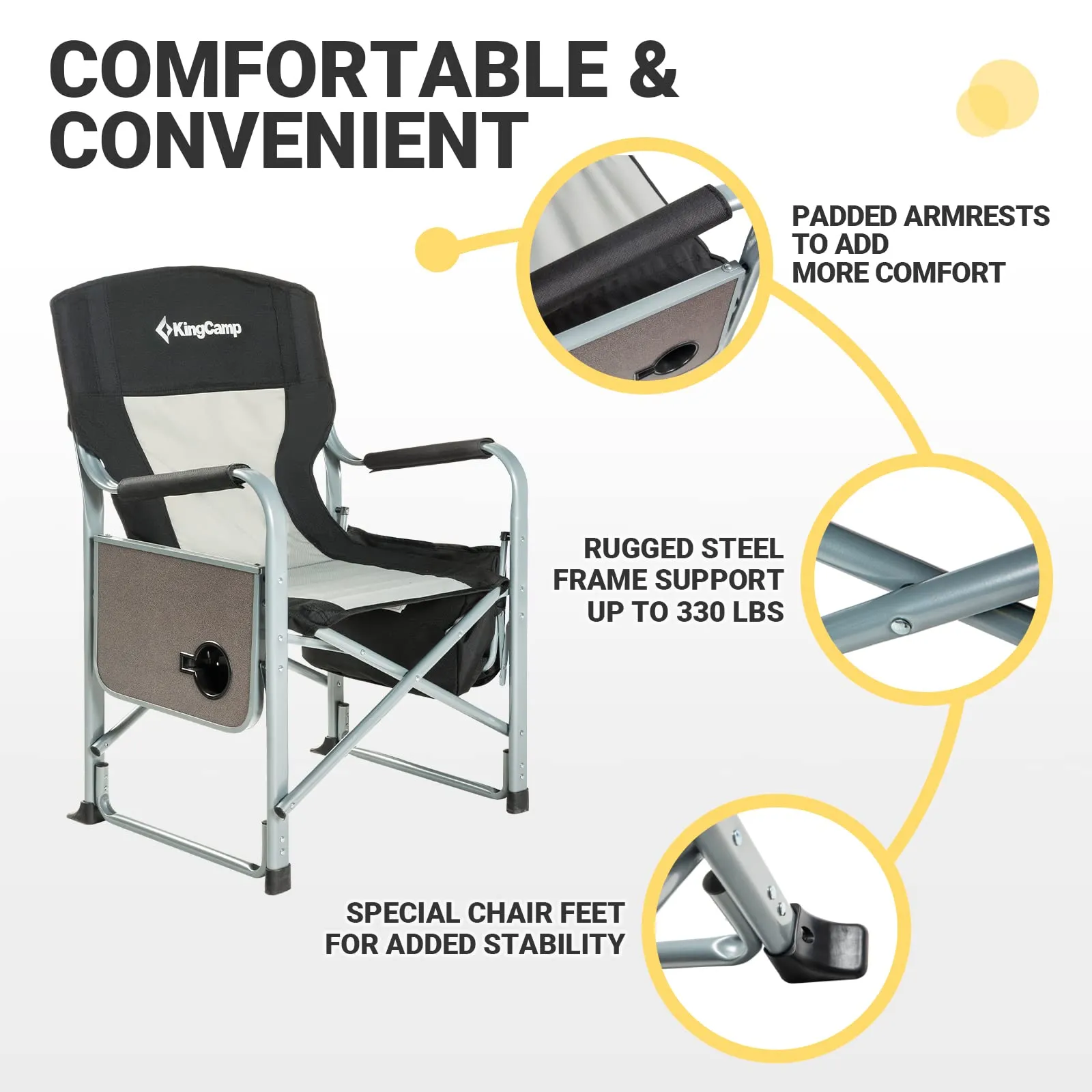 KingCamp Camping Directors Chair with Cooler Bag and Side Table