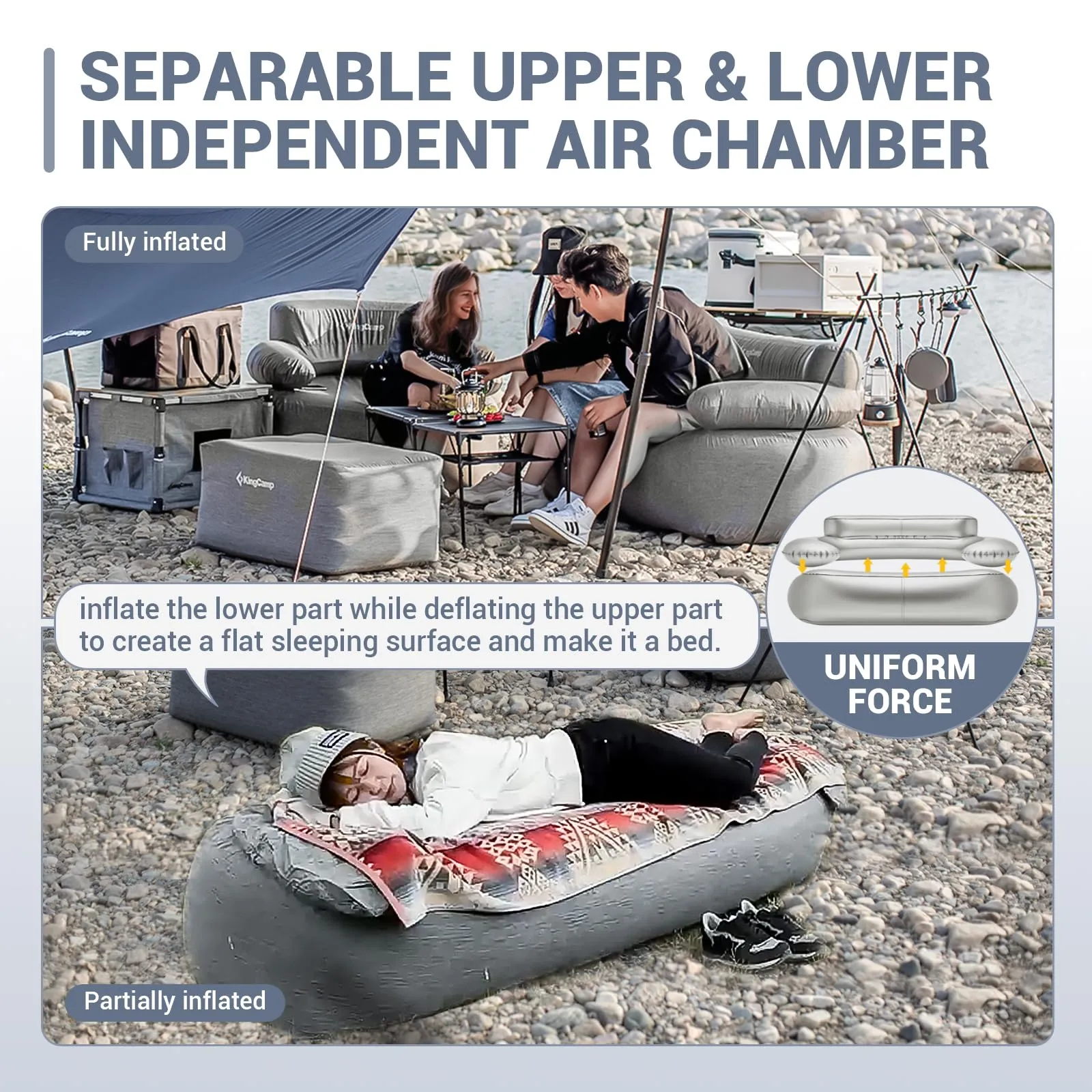 KingCamp Inflatable Loveseat With Foot Pump