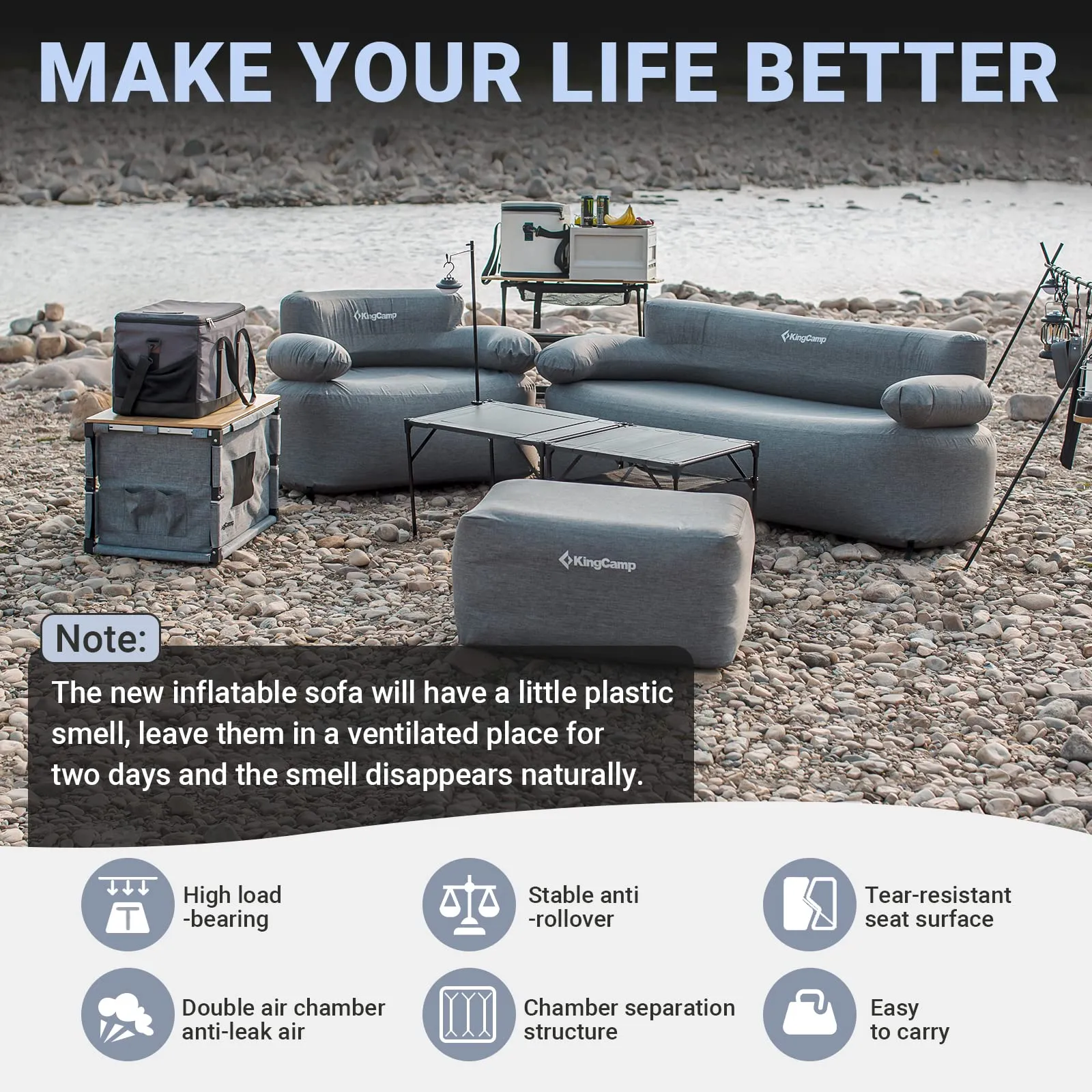 KingCamp Inflatable Loveseat With Foot Pump