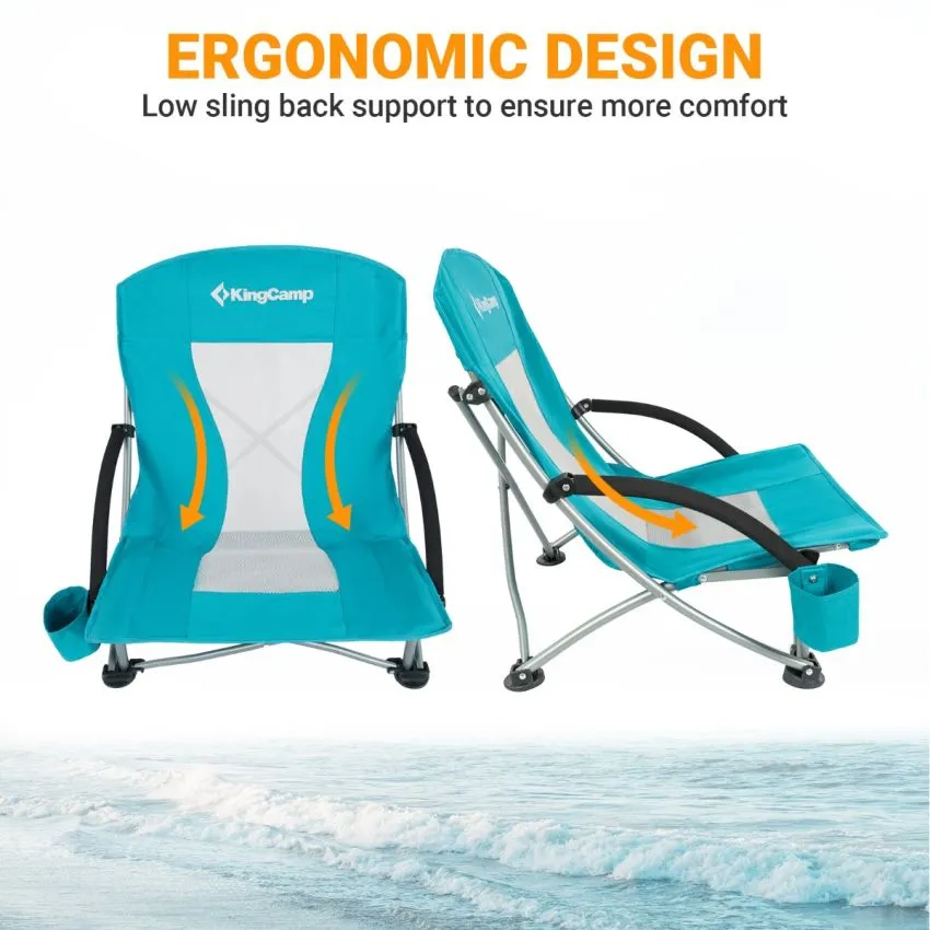 KingCamp Low Back Lightweight Strong Stable Folding Beach Chair 2-piece Set