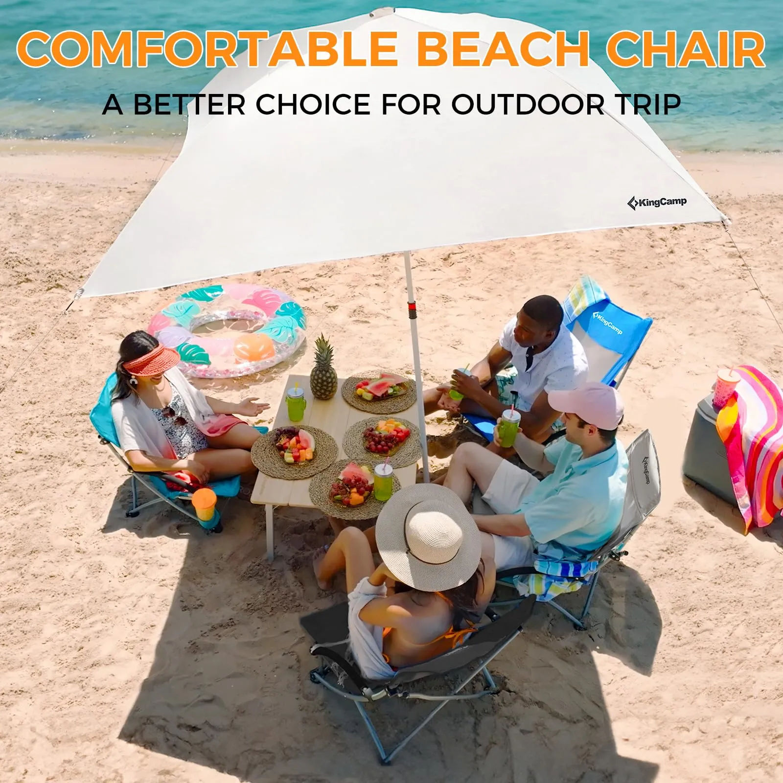 KingCamp Low Back Lightweight Strong Stable Folding Beach Chair 2-piece Set