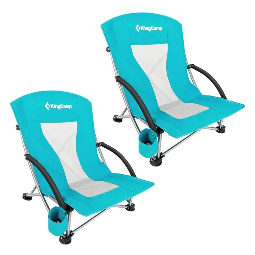 KingCamp Low Back Lightweight Strong Stable Folding Beach Chair 2-piece Set