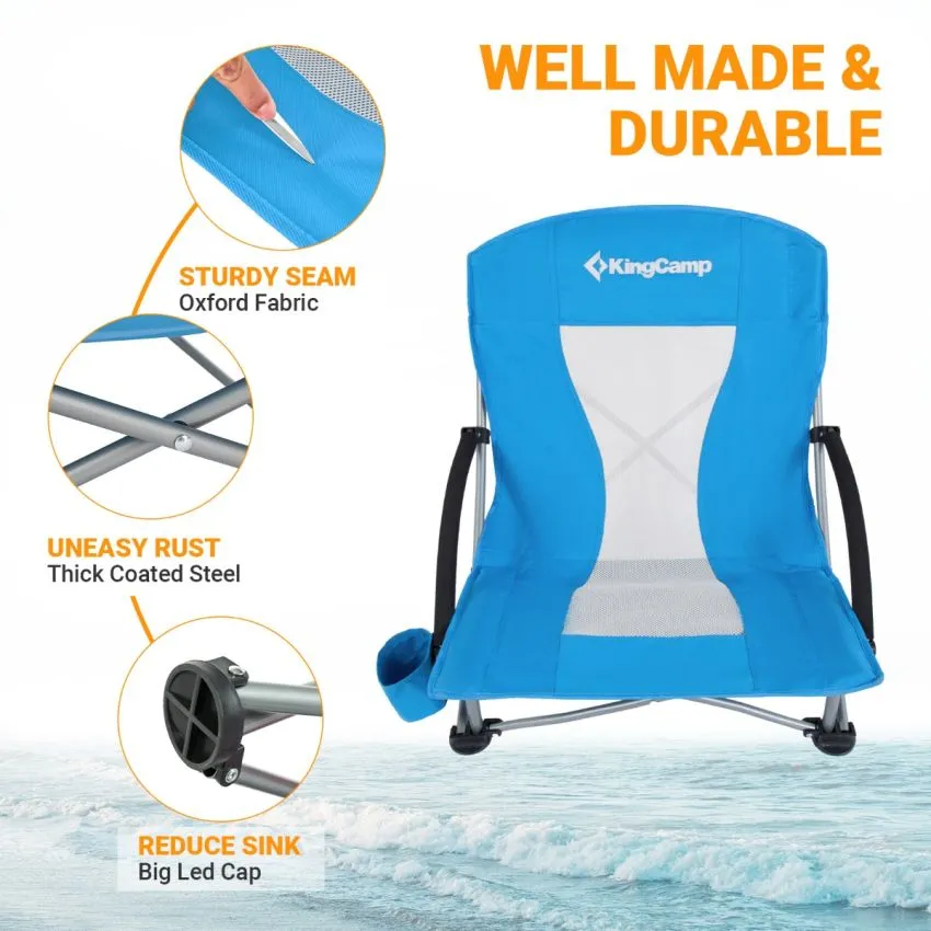 KingCamp Low Back Lightweight Strong Stable Folding Beach Chair 2-piece Set