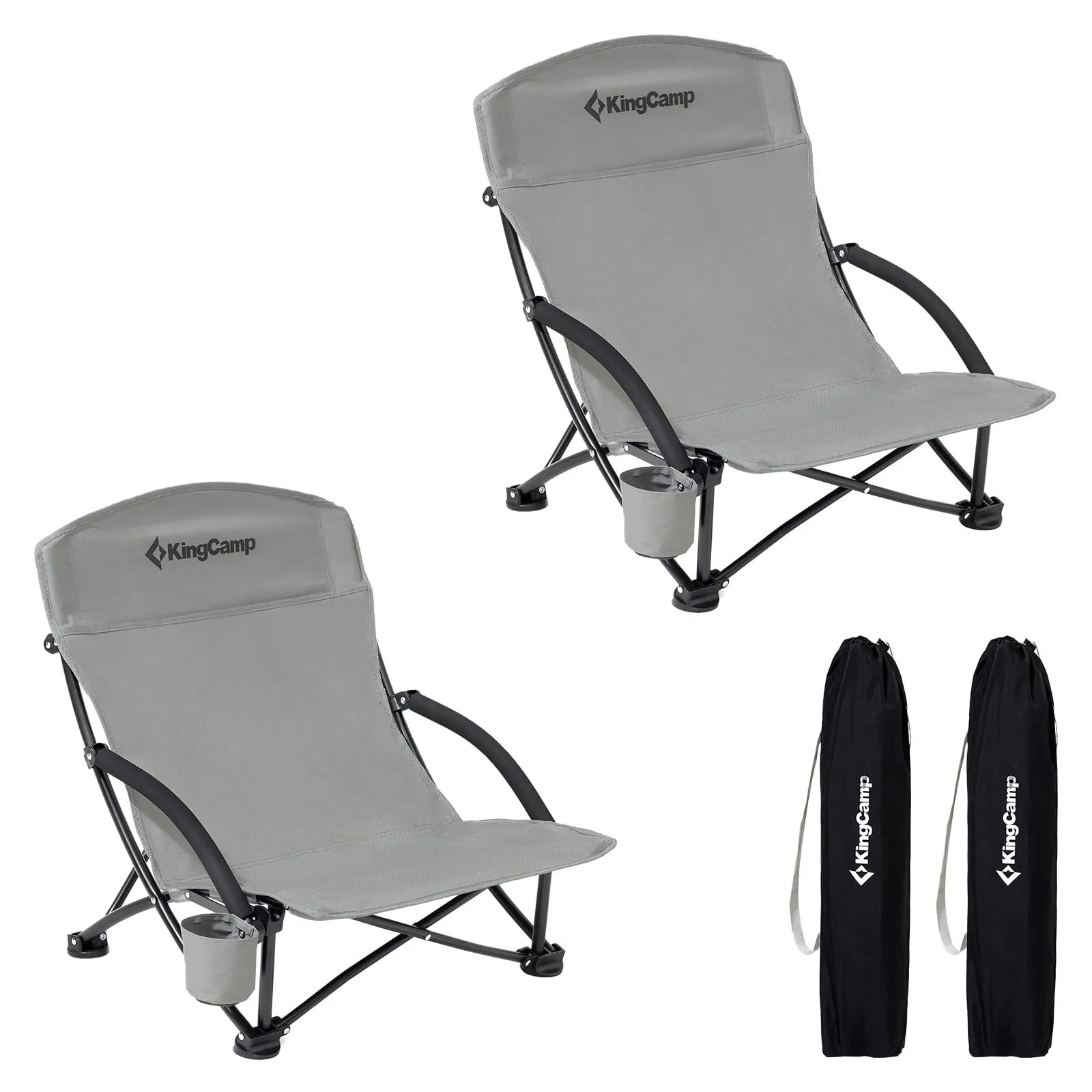 KingCamp Low Back Lightweight Strong Stable Folding Beach Chair 2-piece Set