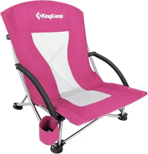 KingCamp Low Folding Beach Chair - Portable & Heavy Duty Beach Gear with 300lbs Capacity, Low Seat Design, Lightweight Camping Chair for Adults, Beach, Picnic, Concert & Outdoor Activities