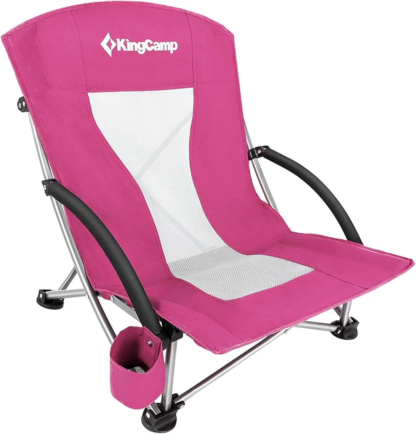 KingCamp Low Folding Beach Chair - Portable & Heavy Duty Beach Gear with 300lbs Capacity, Low Seat Design, Lightweight Camping Chair for Adults, Beach, Picnic, Concert & Outdoor Activities