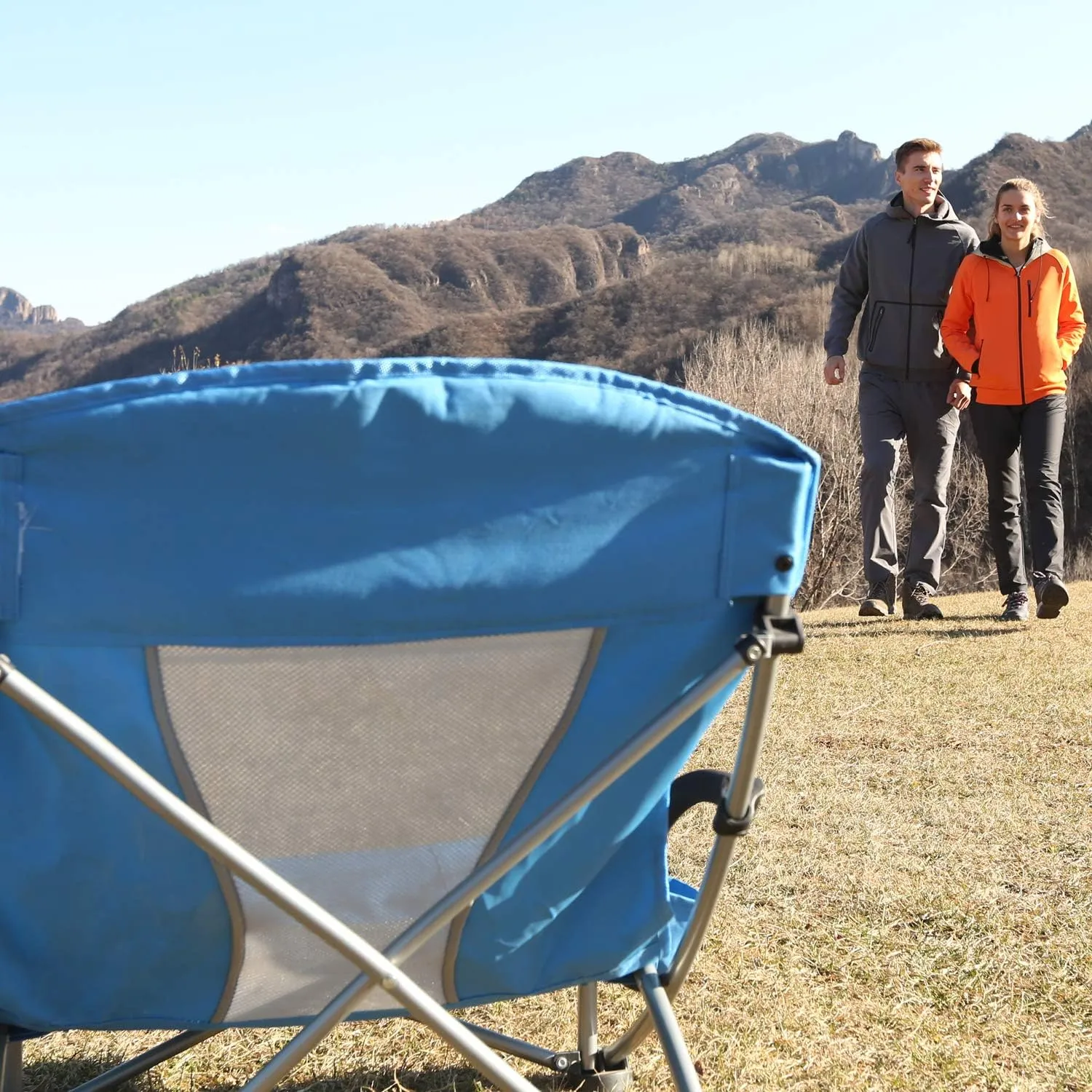 KingCamp Low Folding Beach Chair - Portable & Heavy Duty Beach Gear with 300lbs Capacity, Low Seat Design, Lightweight Camping Chair for Adults, Beach, Picnic, Concert & Outdoor Activities