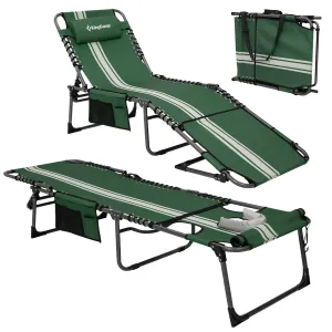 KingCamp MAGNOLIA B10 Backpack Chaise Lounge - 5-Position Adjustable Recliner with Pillow & Side Pocket