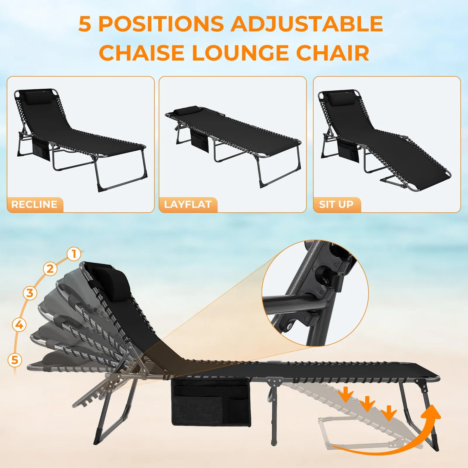 KingCamp Oversized 3-folding Lounge Chair with Mattress