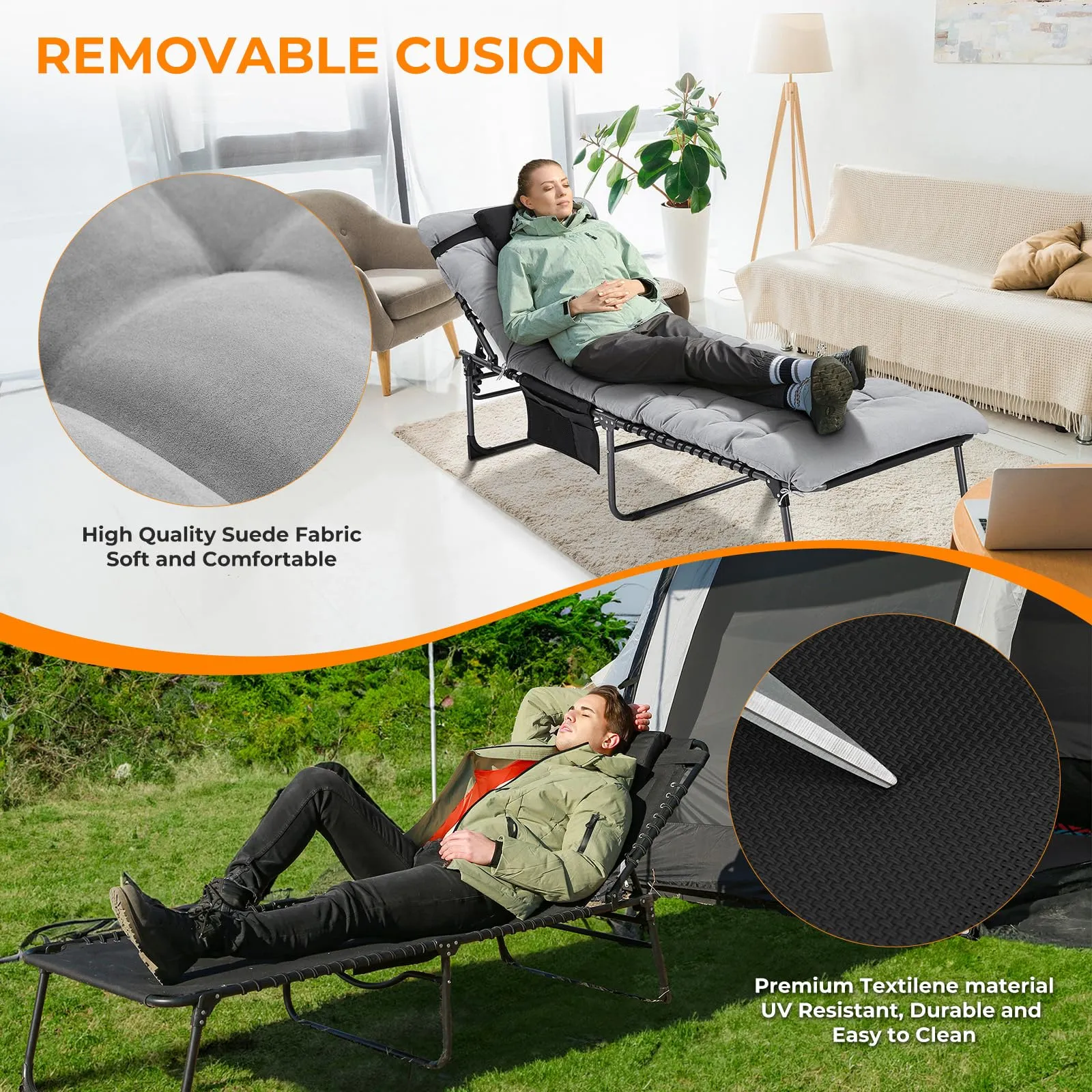 KingCamp Oversized 3-folding Lounge Chair with Mattress