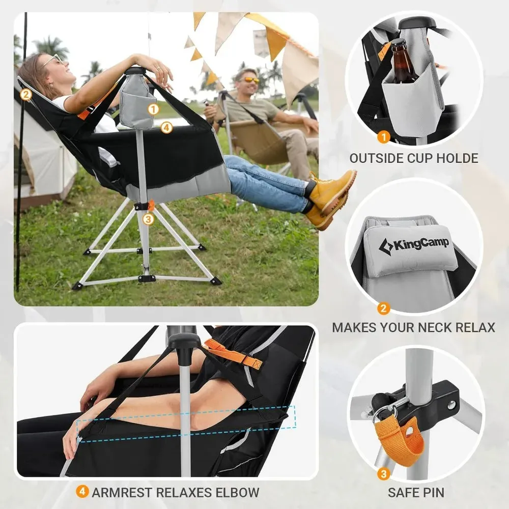 KingCamp Portable Folding Hammock Camping Chair - Swinging Rocking Design (2 Pack)