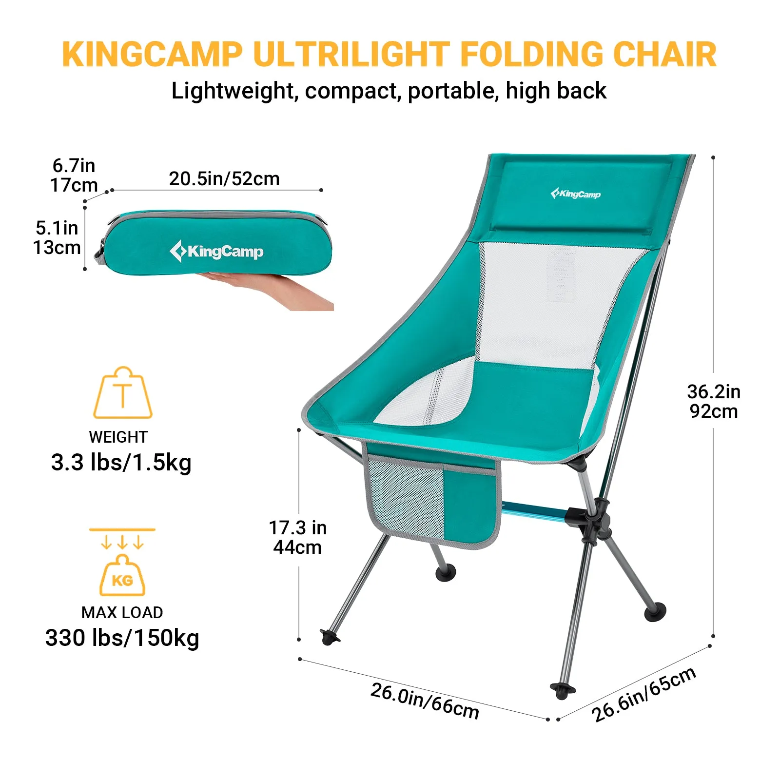 KingCamp Ultralight Highback Camping Chair