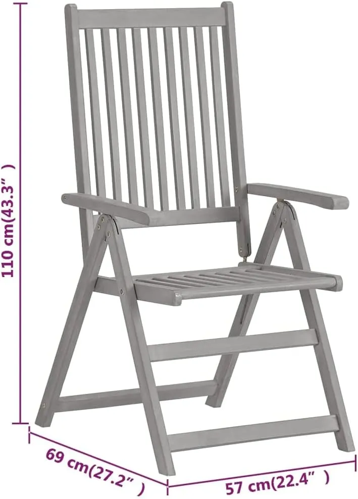 Kitchen Chairs Dining Chairs sillas de comedor chairPatio Reclining Chairs 2 pcs Gray Solid Acacia WoodSuitable for Gardens, courtyards