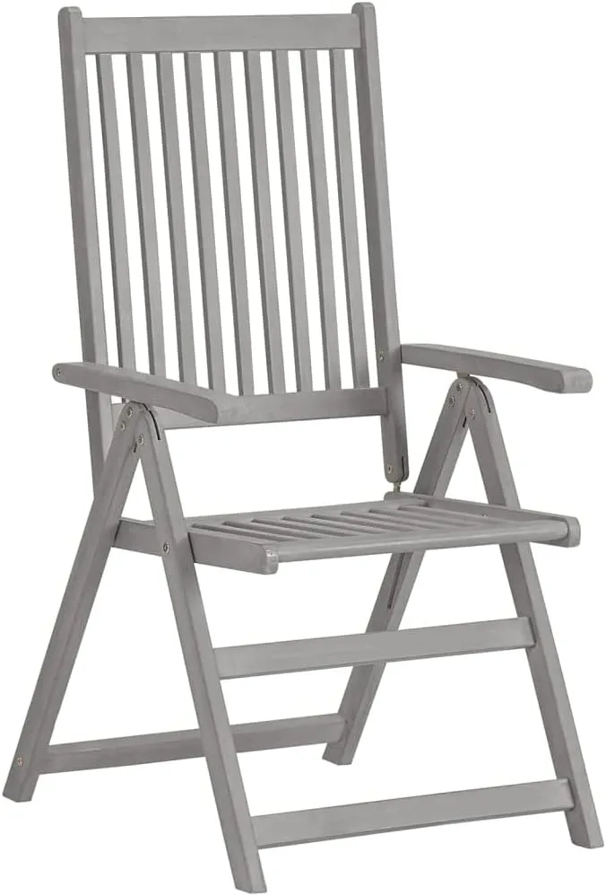 Kitchen Chairs Dining Chairs sillas de comedor chairPatio Reclining Chairs 2 pcs Gray Solid Acacia WoodSuitable for Gardens, courtyards