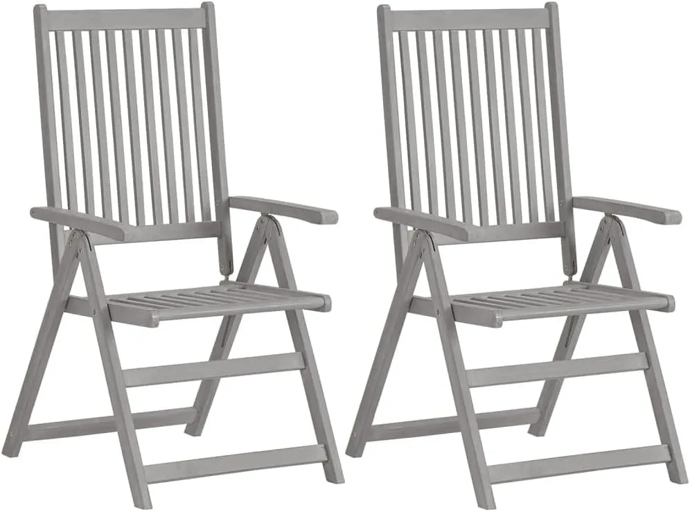 Kitchen Chairs Dining Chairs sillas de comedor chairPatio Reclining Chairs 2 pcs Gray Solid Acacia WoodSuitable for Gardens, courtyards