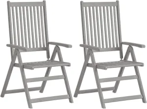 Kitchen Chairs Dining Chairs sillas de comedor chairPatio Reclining Chairs 2 pcs Gray Solid Acacia WoodSuitable for Gardens, courtyards