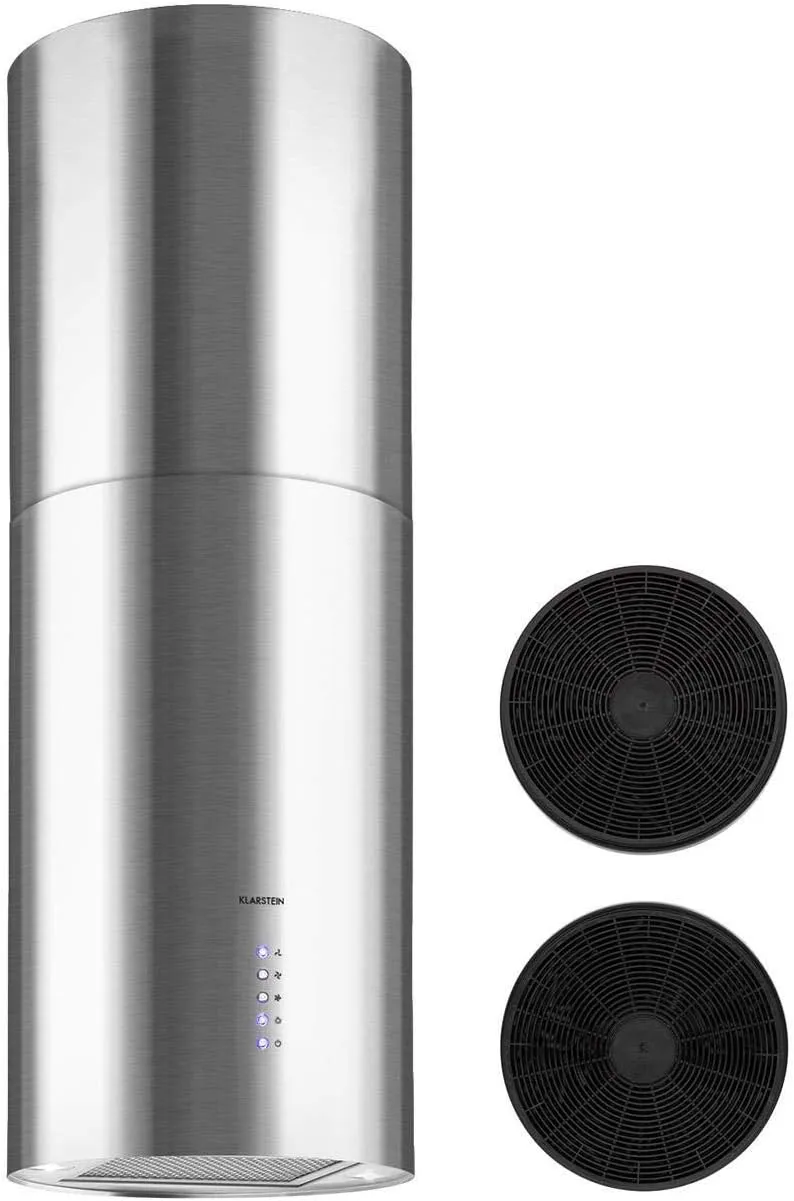 Klarstein Beretta Island Exhaust Hood Island Exhaust Hood 35 cm Diameter 60 cm Cover Exhaust Air Circulating Air 650 m³ / h Includes Activated Carbon Filters Energy Efficiency Class C Grey