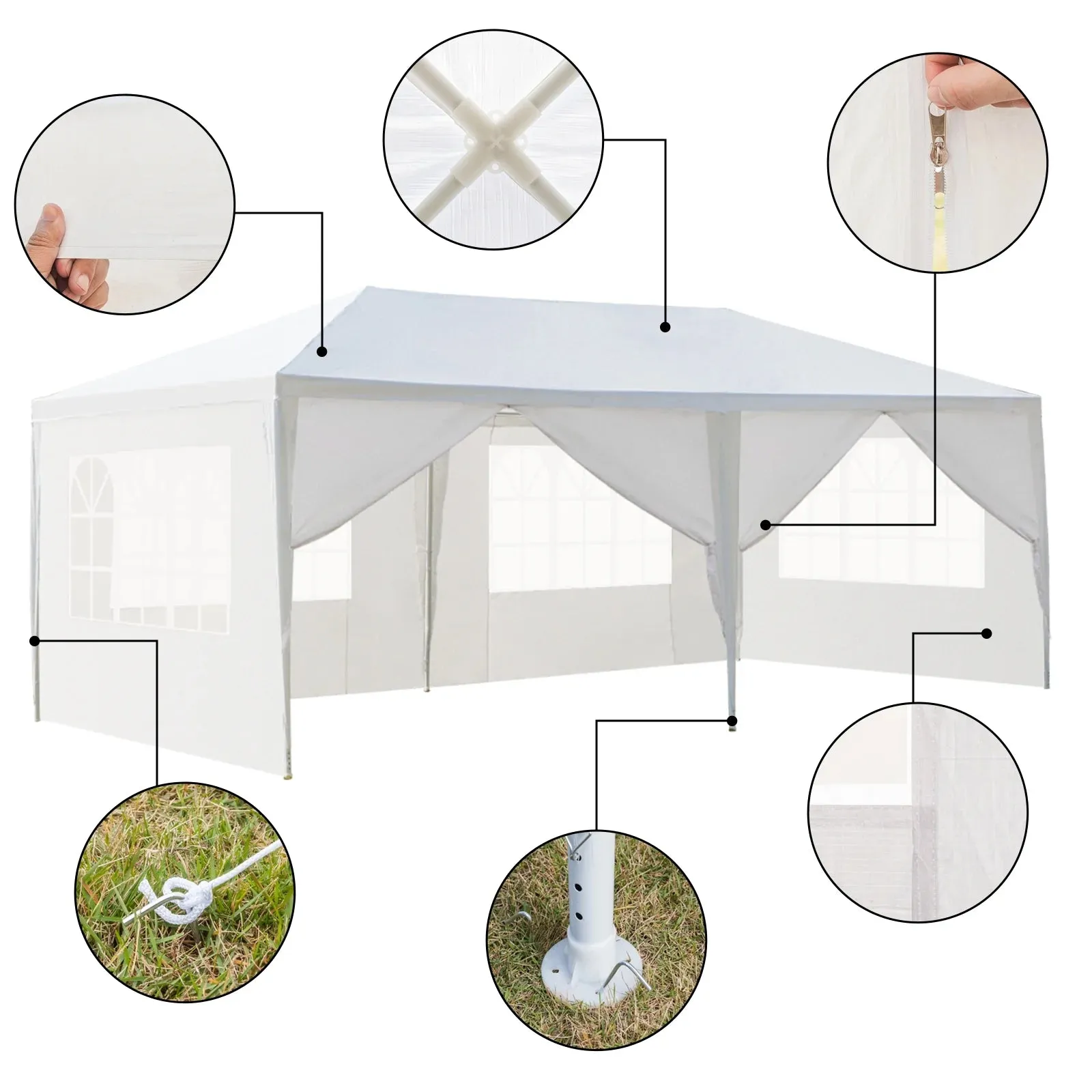 Ktaxon 10'x20' Canopy Wedding Party Tent Sun Shelter Pavilion with 6 Sidewalls
