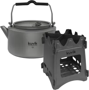 Kuvik 1.0L (33.8 oz) Titanium Kettle & Titanium Wood Stove Bundle