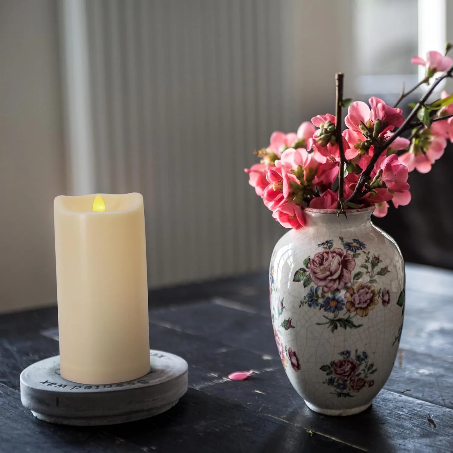 Large 10" x 4" Outdoor Waterproof Flameless Candles with Remote and Timers, 1000 Hours Battery Operated LED Flickering Pillar Candles for Lanterns, Ivory Plastic, Set of 2