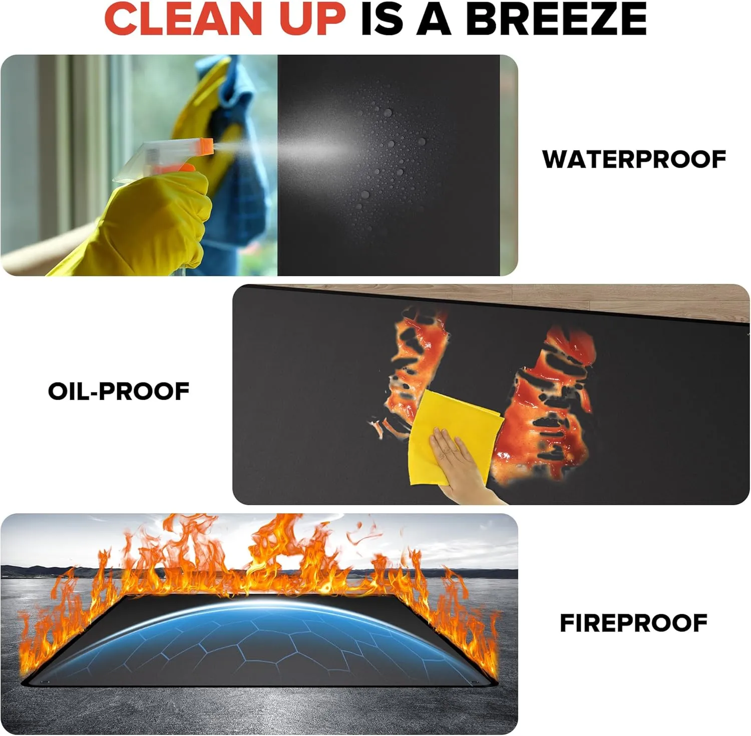 Large 80" x 48" Under Grill Mats for Outdoor Grill, Double-Sided Fireproof Grill Pad, Waterproof, Oil-Proof, Indoor Fireplace/Fire Pit Mat, Easy-Clean BBQ/Grill Floor Mat for Deck, Patio and Lawn