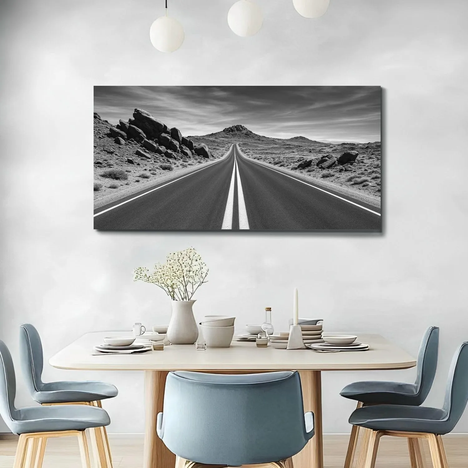 Large Wall Art Prints 20"x40" Scenic Road Valley Fire State Park Framed Canvas Wall Art Painting Artwork Poster Picture Wall Decor for Living Room Bedroom Hanging