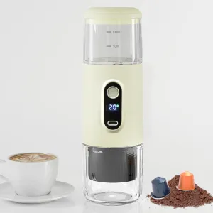 Larmstom Portable Espresso Machine, 2 IN 1 Wireless 15 Bar Pressure Mini Coffee Maker for Travel RV, Hiking, Office, Auto Shut-Off and Silent Operation, USB-C & Car Charger (White), IM-238