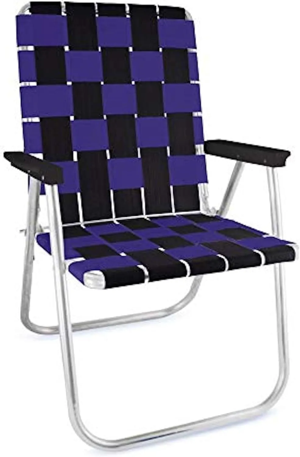 Lawn Chair USA | Folding Aluminum Webbed Chair for Camping, Sports, and Beach | Classic - Black//Purple