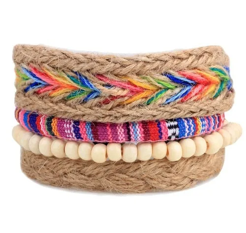 Leather Bracelet Men Multilayer Bead Bracelet Punk Wrap
