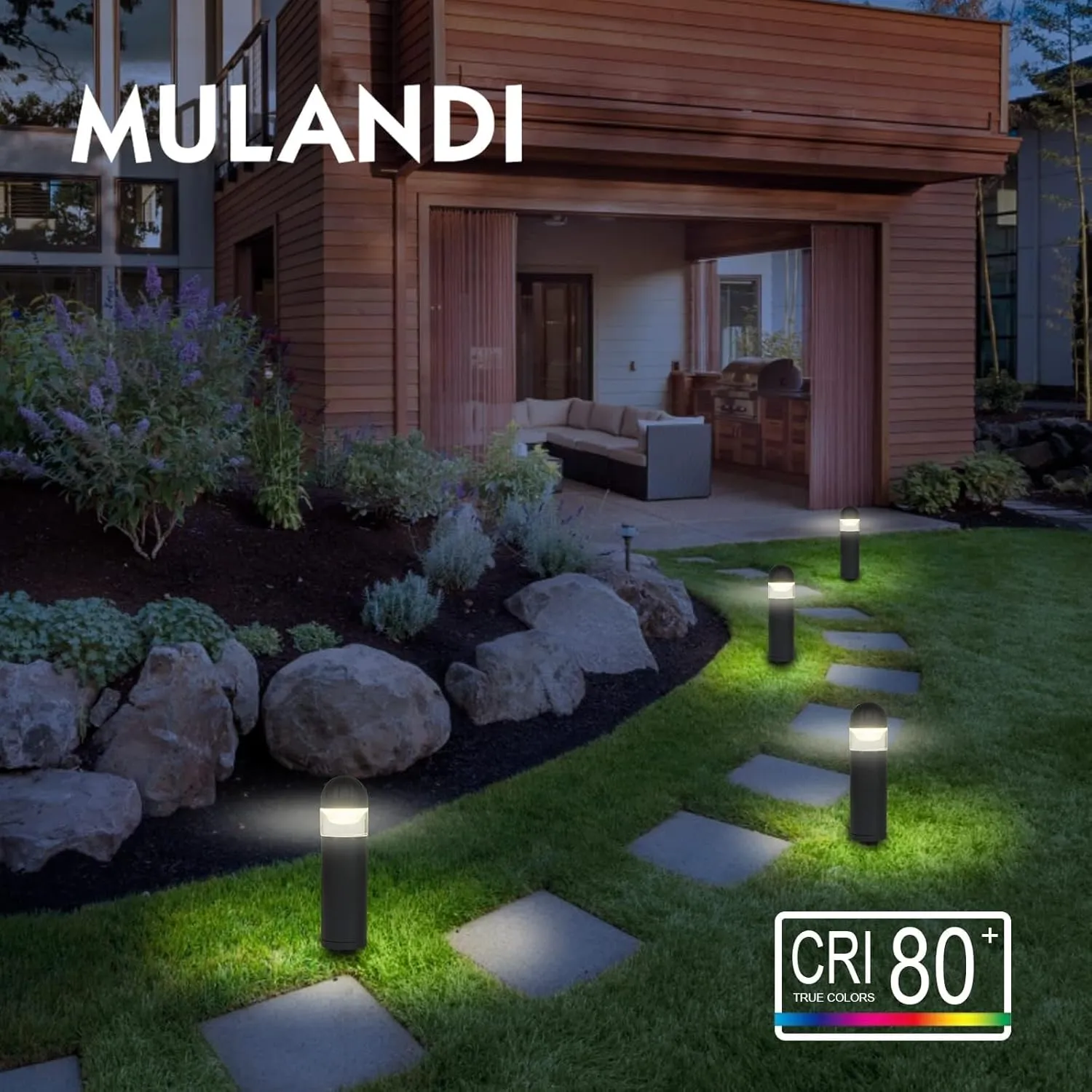 LED Landscape Bollard Pathway Light, 2W, DC 12V Low Voltage Path Lighting Outdoor Waterproof, Die-Casted Aluminum Housing for Garden Light, 3000K Warm White Pack of 8
