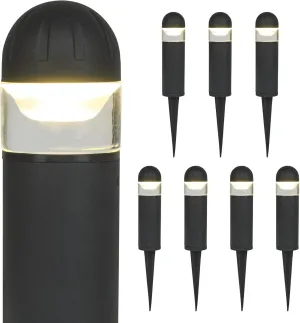 LED Landscape Bollard Pathway Light, 2W, DC 12V Low Voltage Path Lighting Outdoor Waterproof, Die-Casted Aluminum Housing for Garden Light, 3000K Warm White Pack of 8