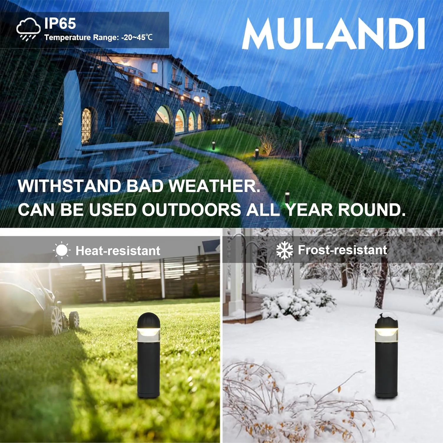 LED Landscape Bollard Pathway Light, 2W, DC 12V Low Voltage Path Lighting Outdoor Waterproof, Die-Casted Aluminum Housing for Garden Light, 3000K Warm White Pack of 8