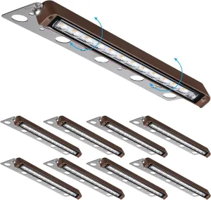 LEONLITE 8-Pack Premium Series 12 Inch Dimmable LED Hardscape Lighting 3 Way, 3W/5W/7W Retaining Wall Lights, Low Voltage Landscape Lights, 12V Paver Light, Outdoor Step Light, 3000K Warm White, ETL