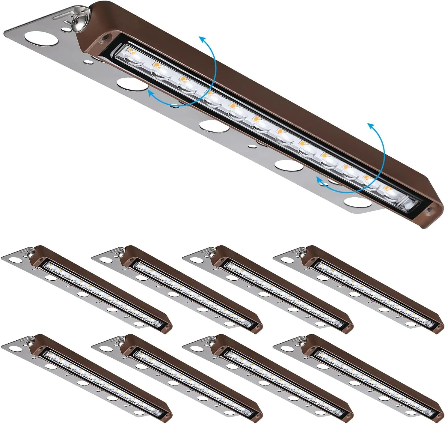 LEONLITE 8-Pack Premium Series 12 Inch Dimmable LED Hardscape Lighting 3 Way, 3W/5W/7W Retaining Wall Lights, Low Voltage Landscape Lights, 12V Paver Light, Outdoor Step Light, 3000K Warm White, ETL