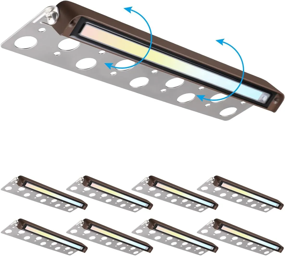 LEONLITE 8-Pack Premium Series 5CCT 12 Inch Hardscape Lighting Low Voltage LED Swivel, 2200K/2700K/3000K/4000K/5000K Selectable, Retaining Wall Light, 12V Paver Light, 7W Outdoor Step Light, ETL